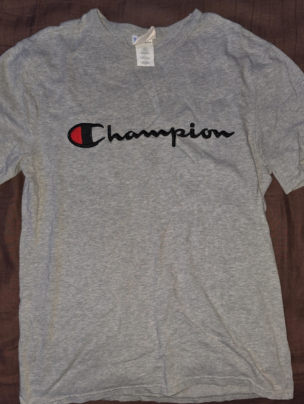 Champion Grey Tee with Black Stiched Logo
